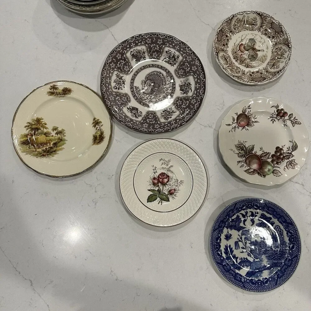 Vintage Mismatched English China Dessert Plates Set of 6 Spode Meakin